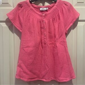 Vineyard Vines Seastitch Double Gauze Flutter Sleeve Top Size M Pink
